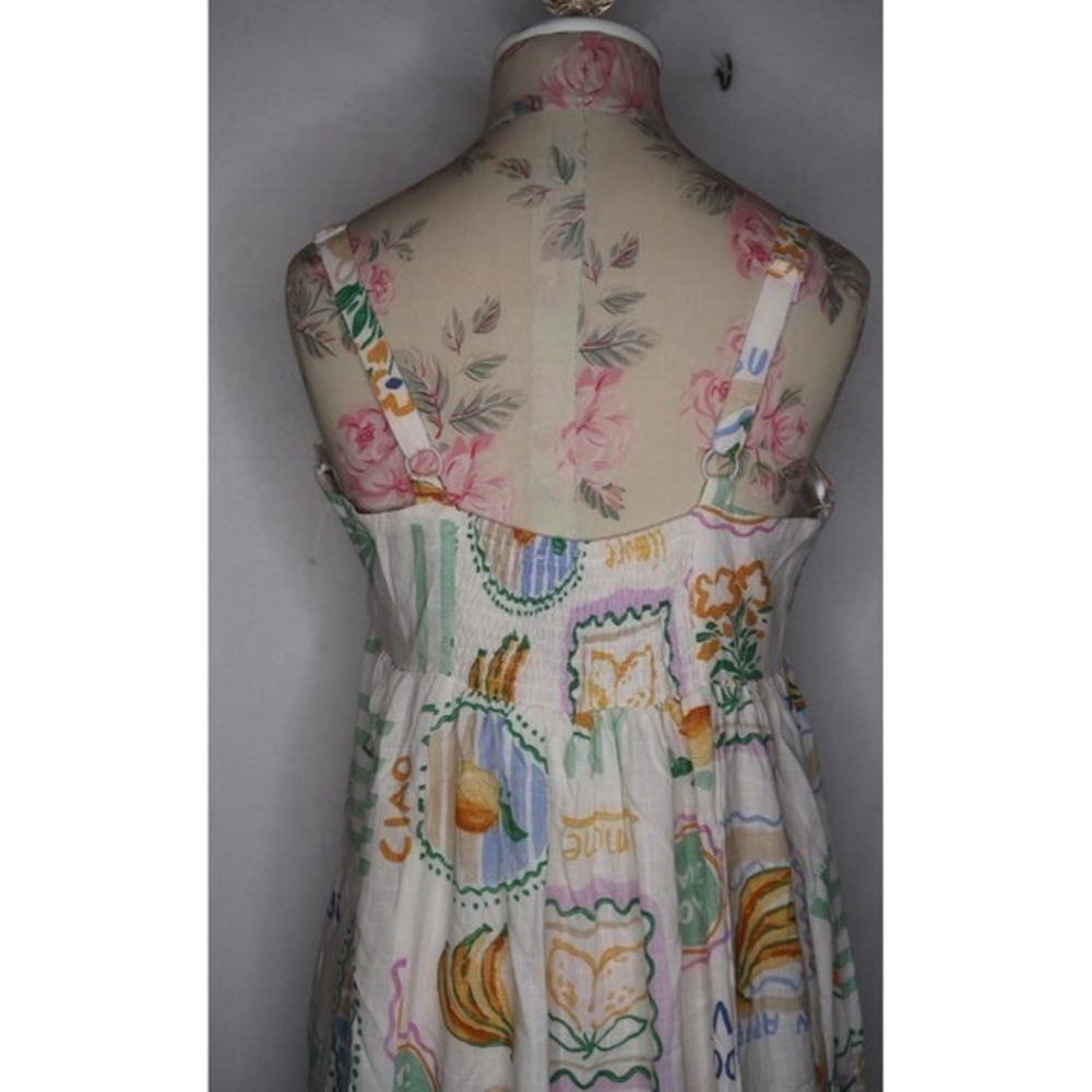 Paper Heart Dress M Fruit Print Maxi Linen Blend Italian Summer Sundress NWT - Picture 11 of 12